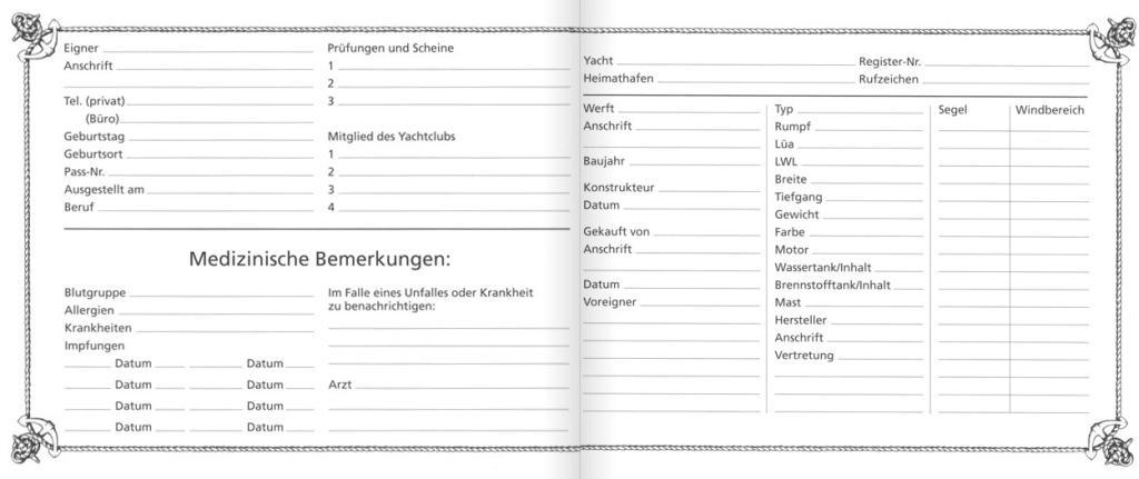 Beispielinhalt (Bild) Logbuch (Segeltuch-Ausgabe)