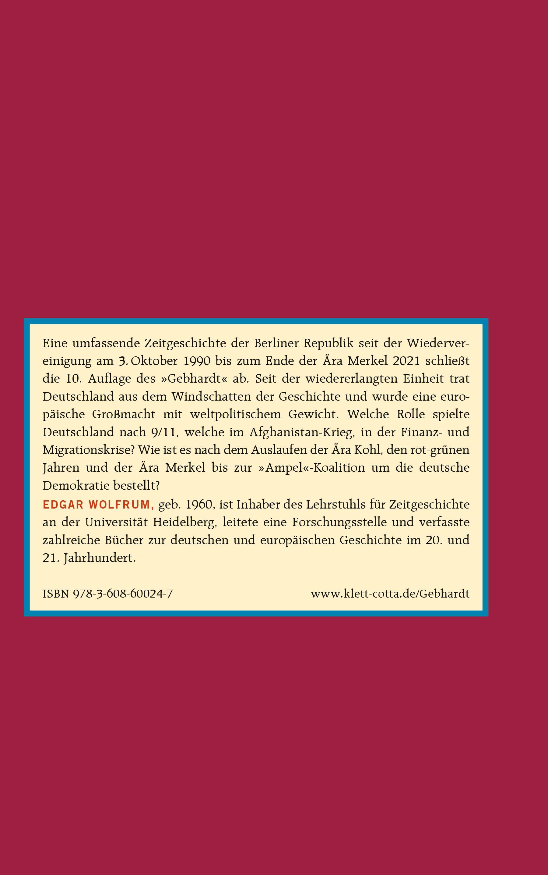 Rückseitencover Gebhardt: Handbuch der deutschen Geschichte. Band 24 (Gebhardt Handbuch der Deutschen Geschichte, Bd. 24)