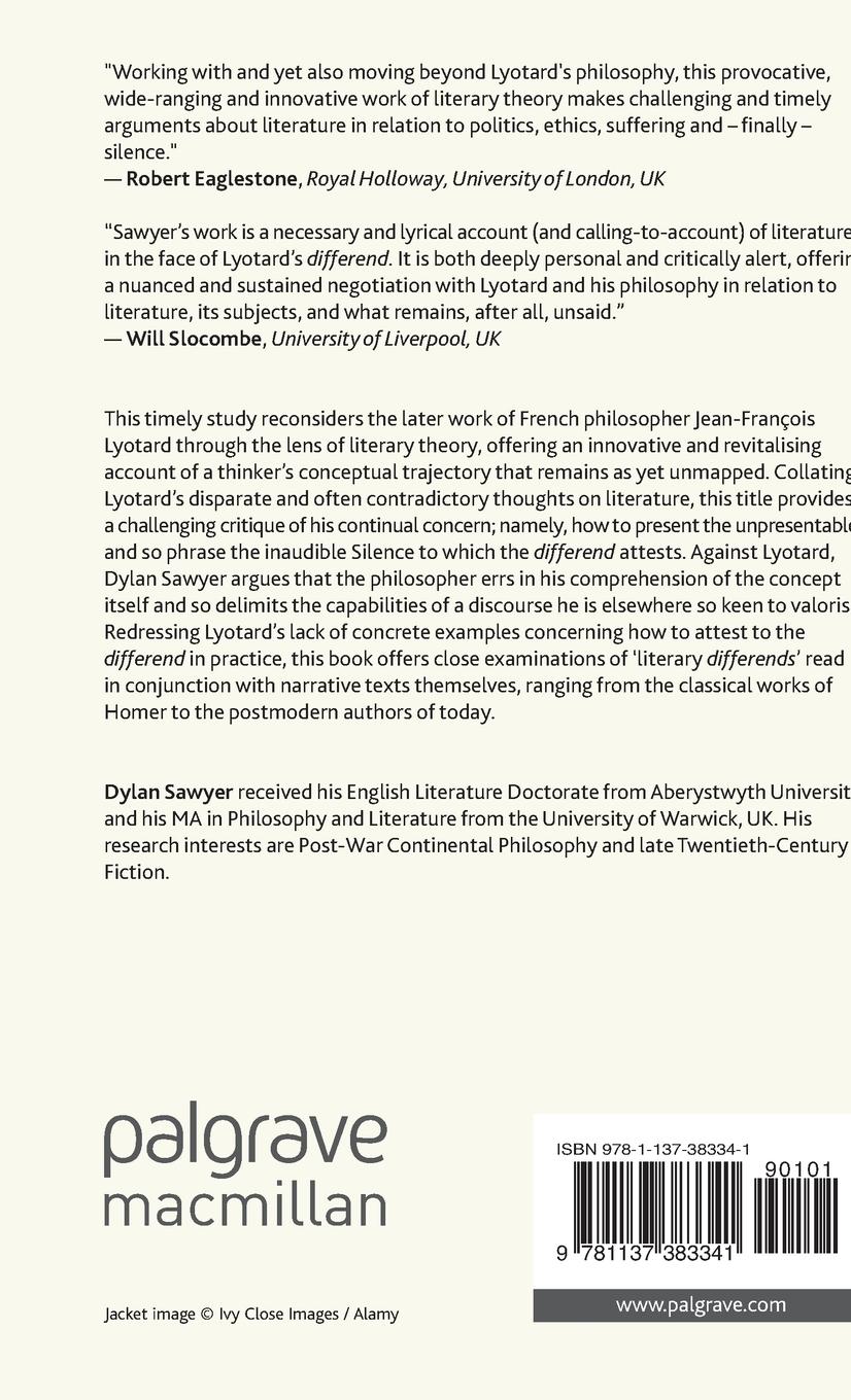 Rückseitencover Lyotard, Literature and the Trauma of the Differend