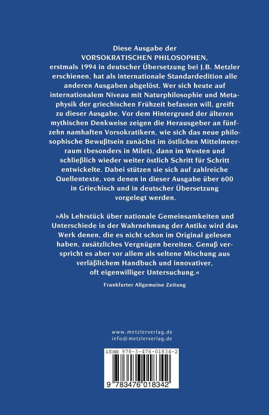 Rückseitencover Die vorsokratischen Philosophen