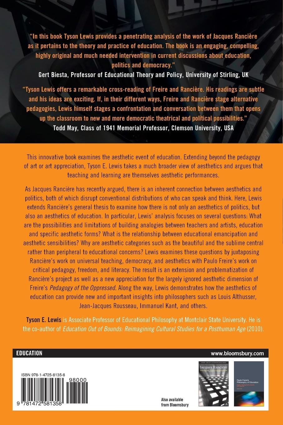 Rückseitencover The Aesthetics of Education