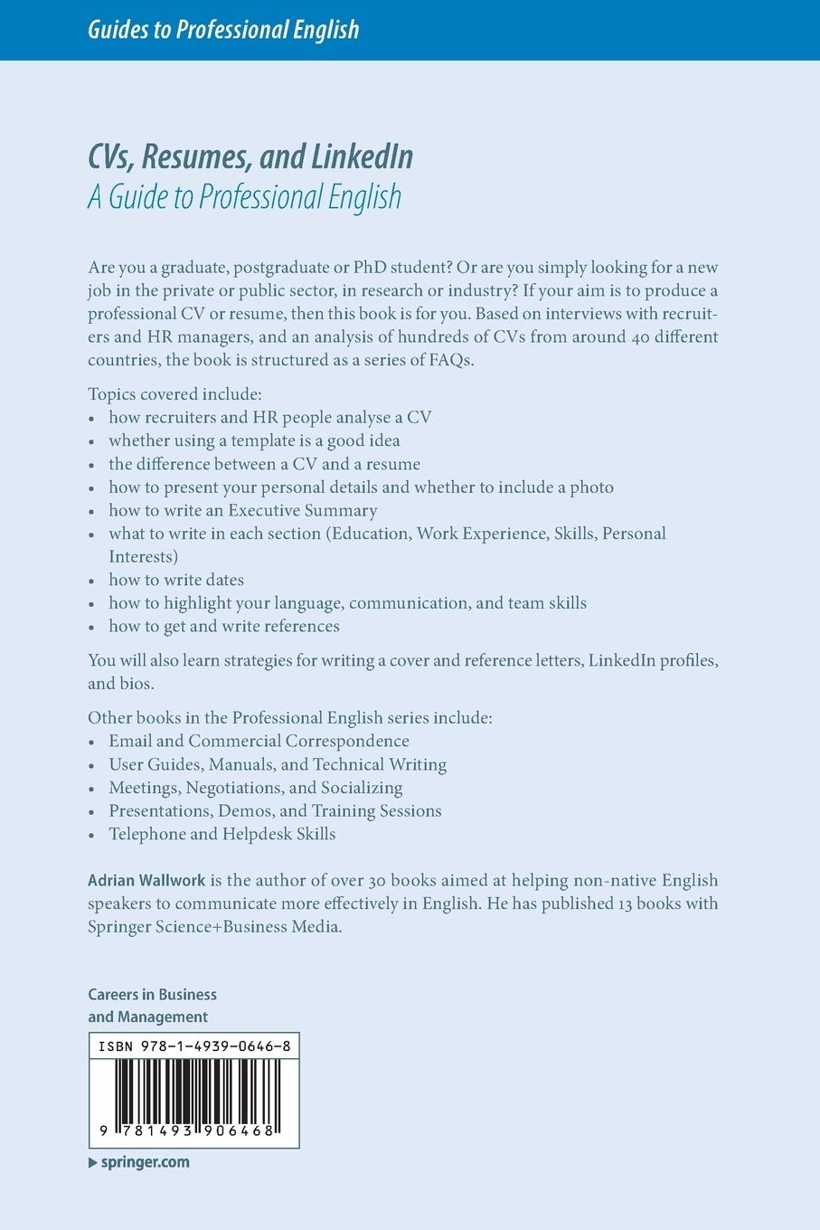 Rückseitencover CVs, Resumes, and LinkedIn