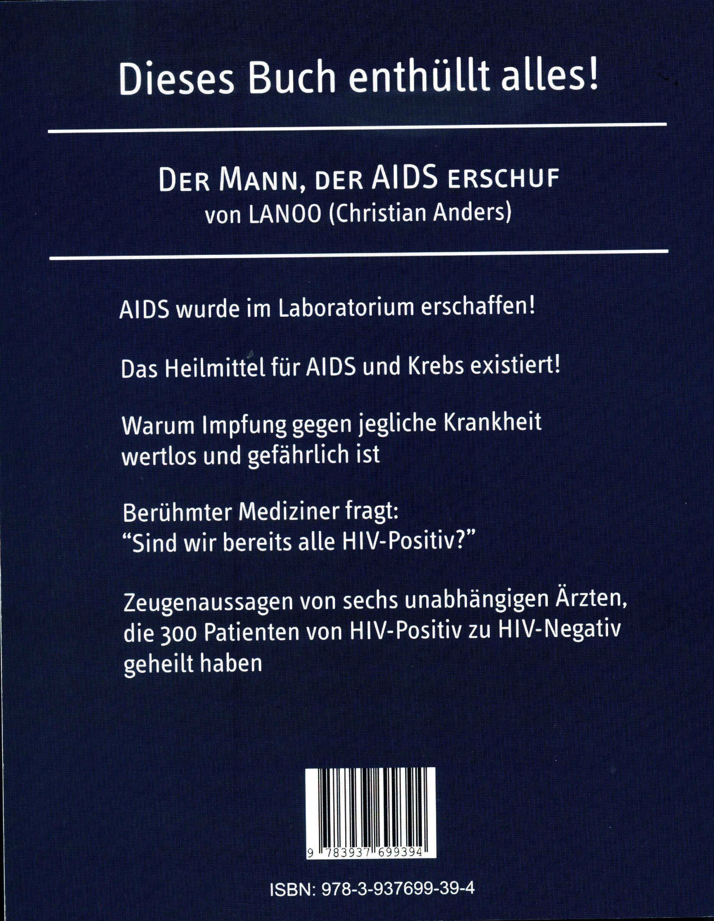 Rückseitencover Der Mann, der AIDS erschuf