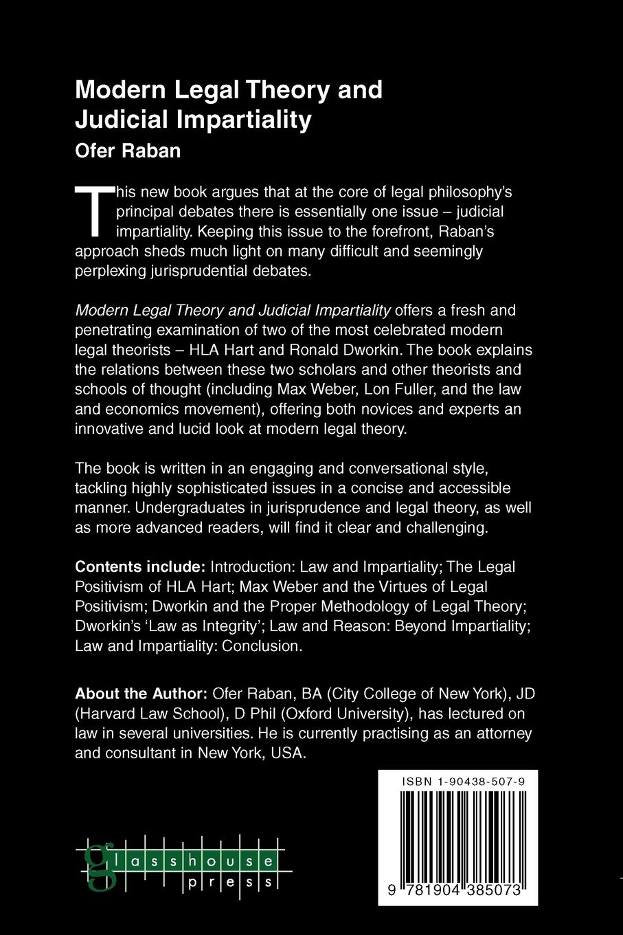 Rückseitencover Modern Legal Theory & Judicial Impartiality