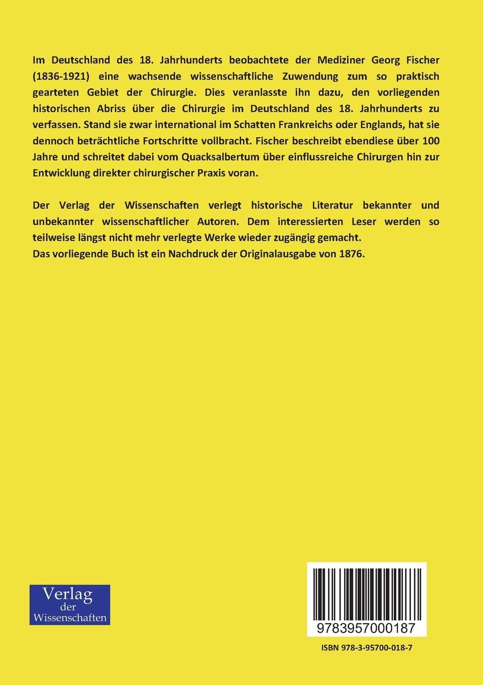 Rückseitencover Chirurgie vor 100 Jahren
