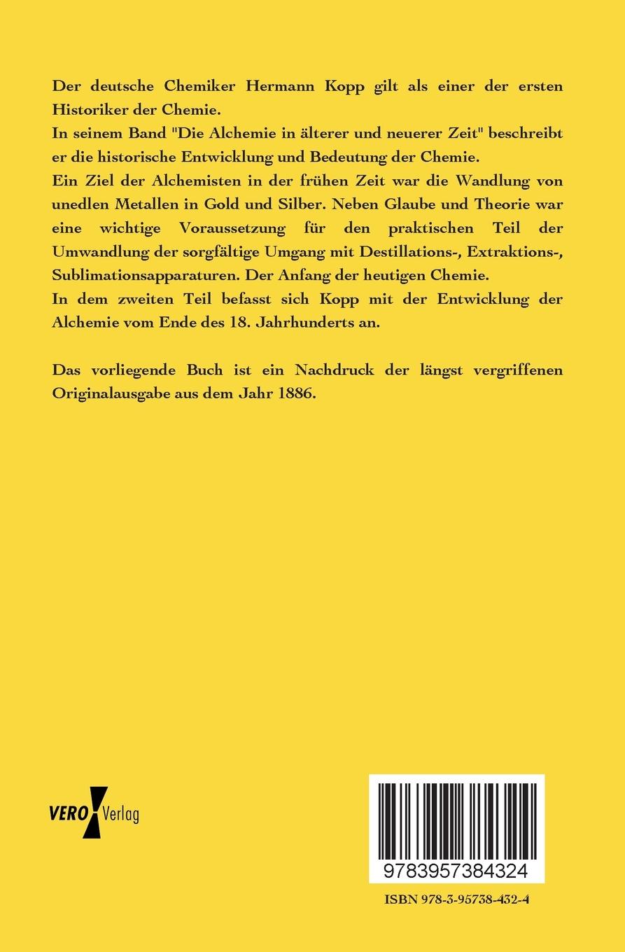 Rückseitencover Die Alchemie in älterer und neuerer Zeit