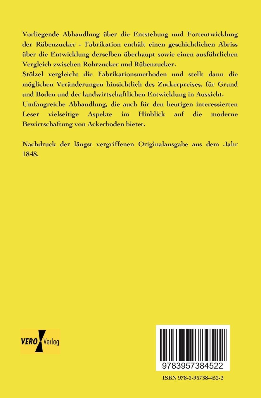 Rückseitencover Über Entstehung und Fortentwicklung der Rübenzucker - Fabrikation