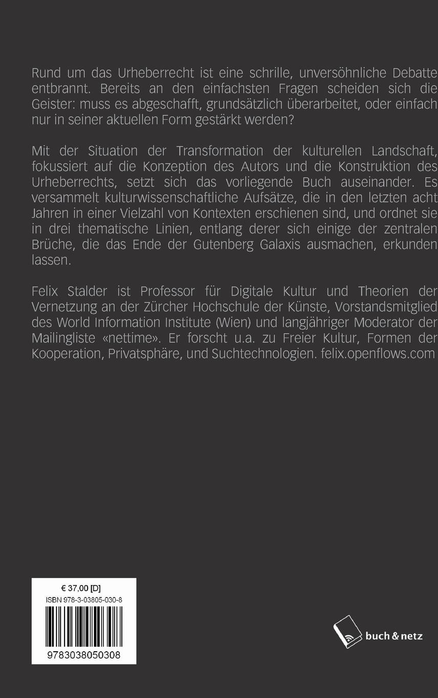 Rückseitencover Der Autor am Ende der Gutenberg Galaxis