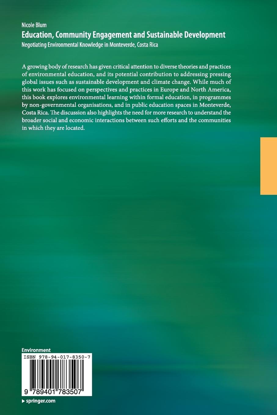 Rückseitencover Education, Community Engagement and Sustainable Development