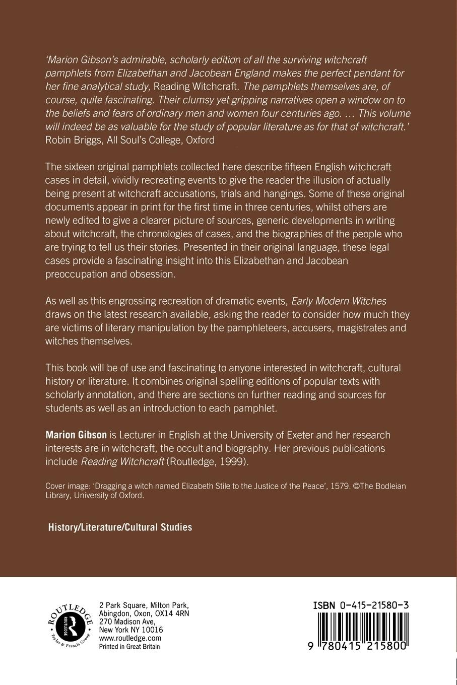 Rückseitencover Early Modern Witches