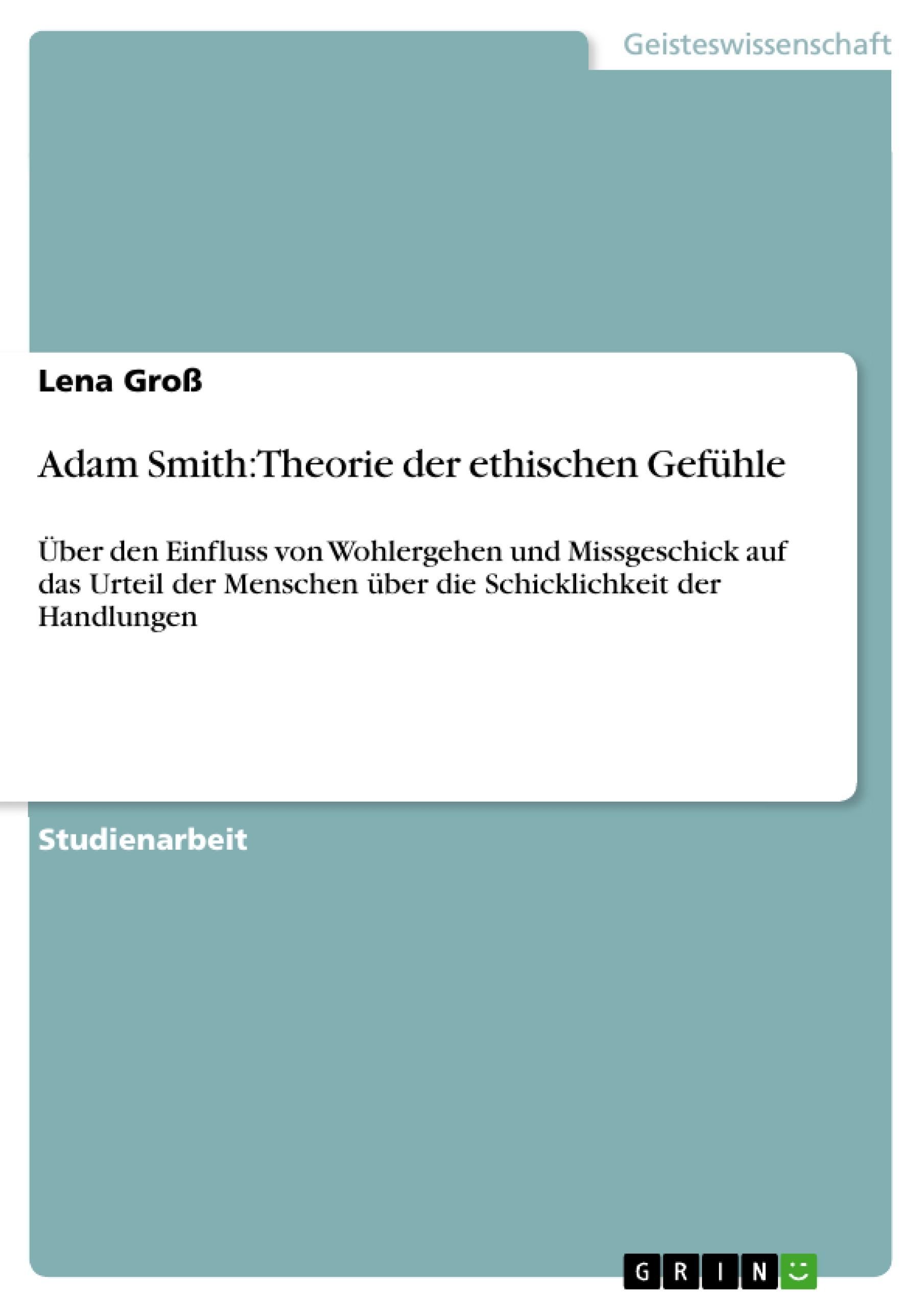 Vorderes Coverbild Adam Smith: Theorie der ethischen Gefühle