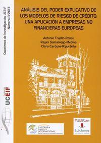 Vorderes Coverbild Análisis del poder explicativo de los modelos de riesgo de crédito : una aplicación a empresas no financieras europeas