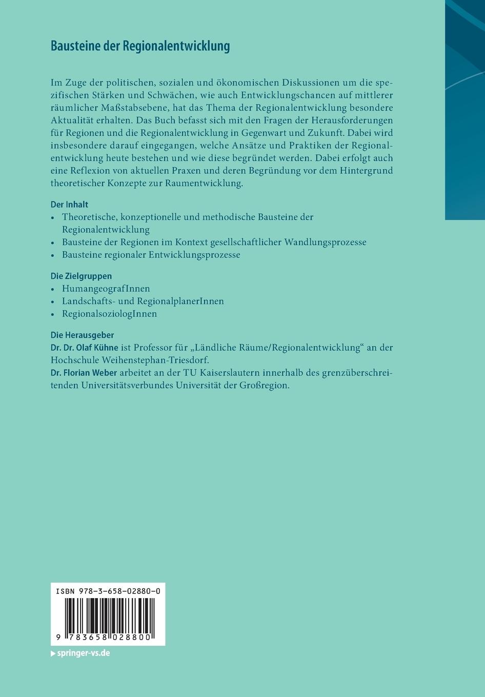 Rückseitencover Bausteine der Regionalentwicklung