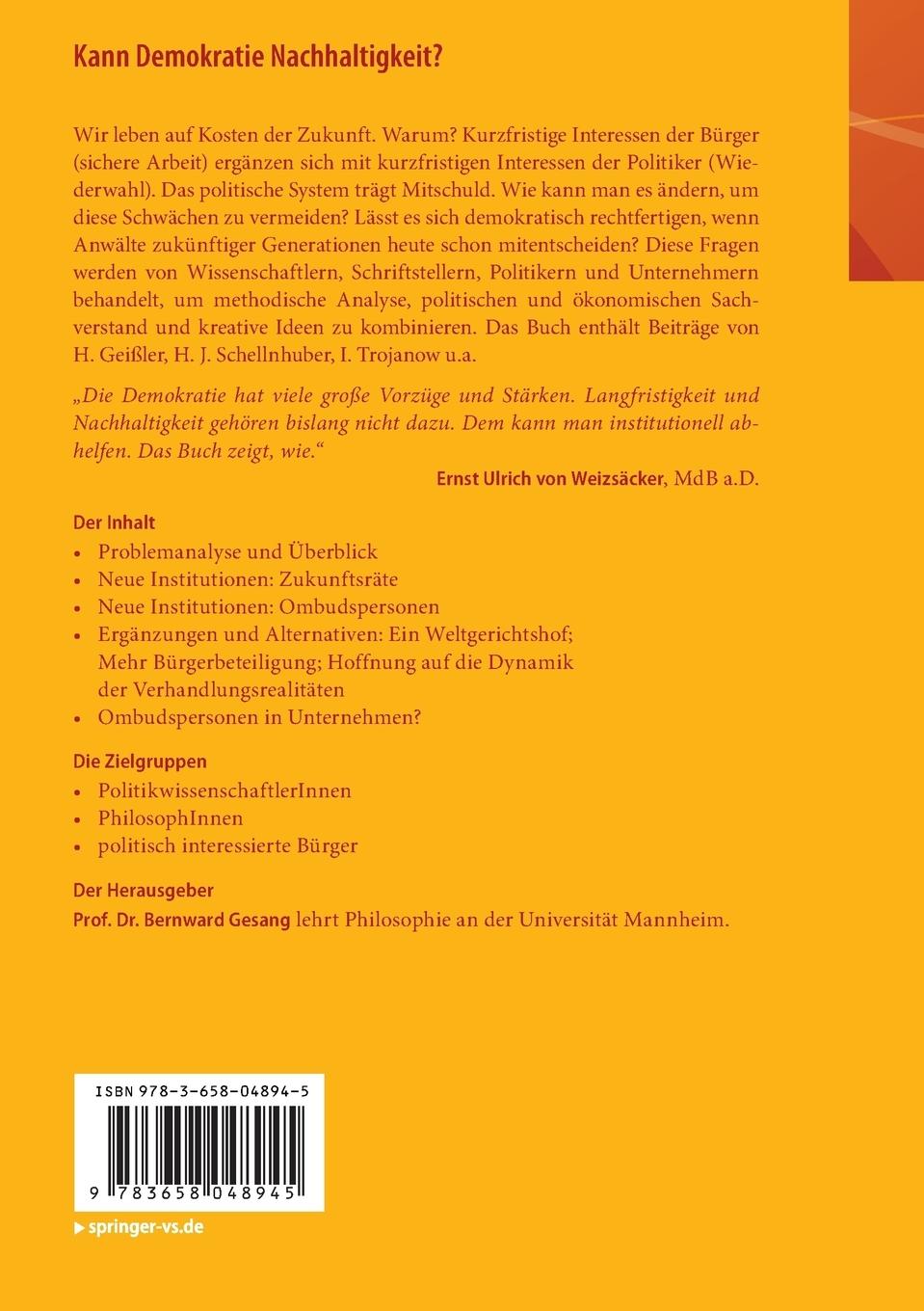 Rückseitencover Kann Demokratie Nachhaltigkeit?