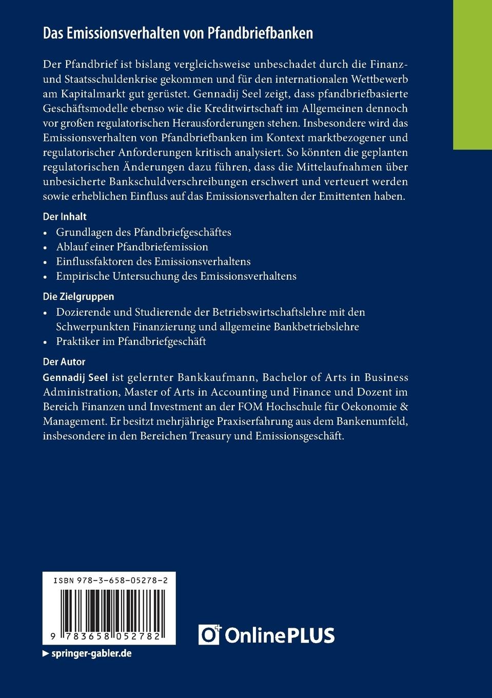Rückseitencover Das Emissionsverhalten von Pfandbriefbanken