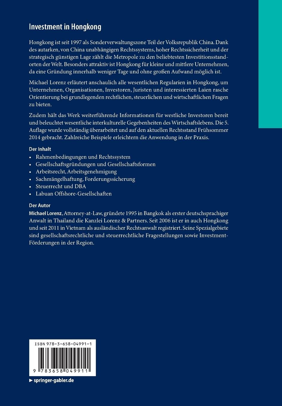 Rückseitencover Investment in Hongkong