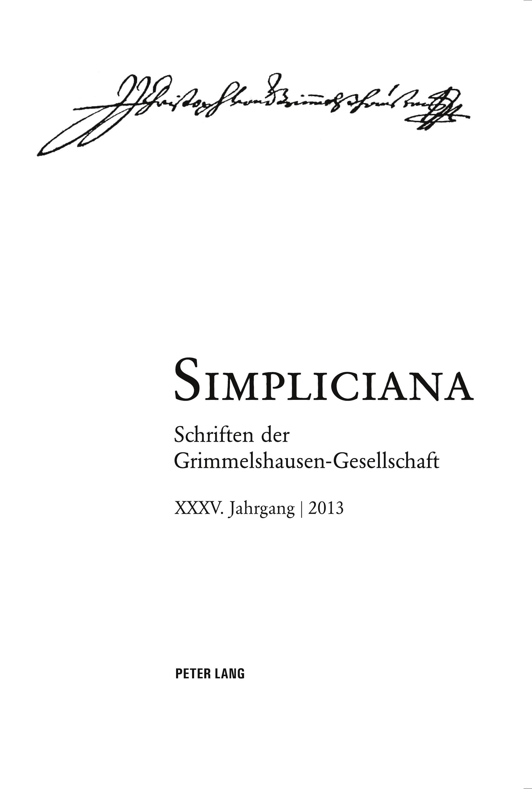 Vorderes Coverbild Simpliciana