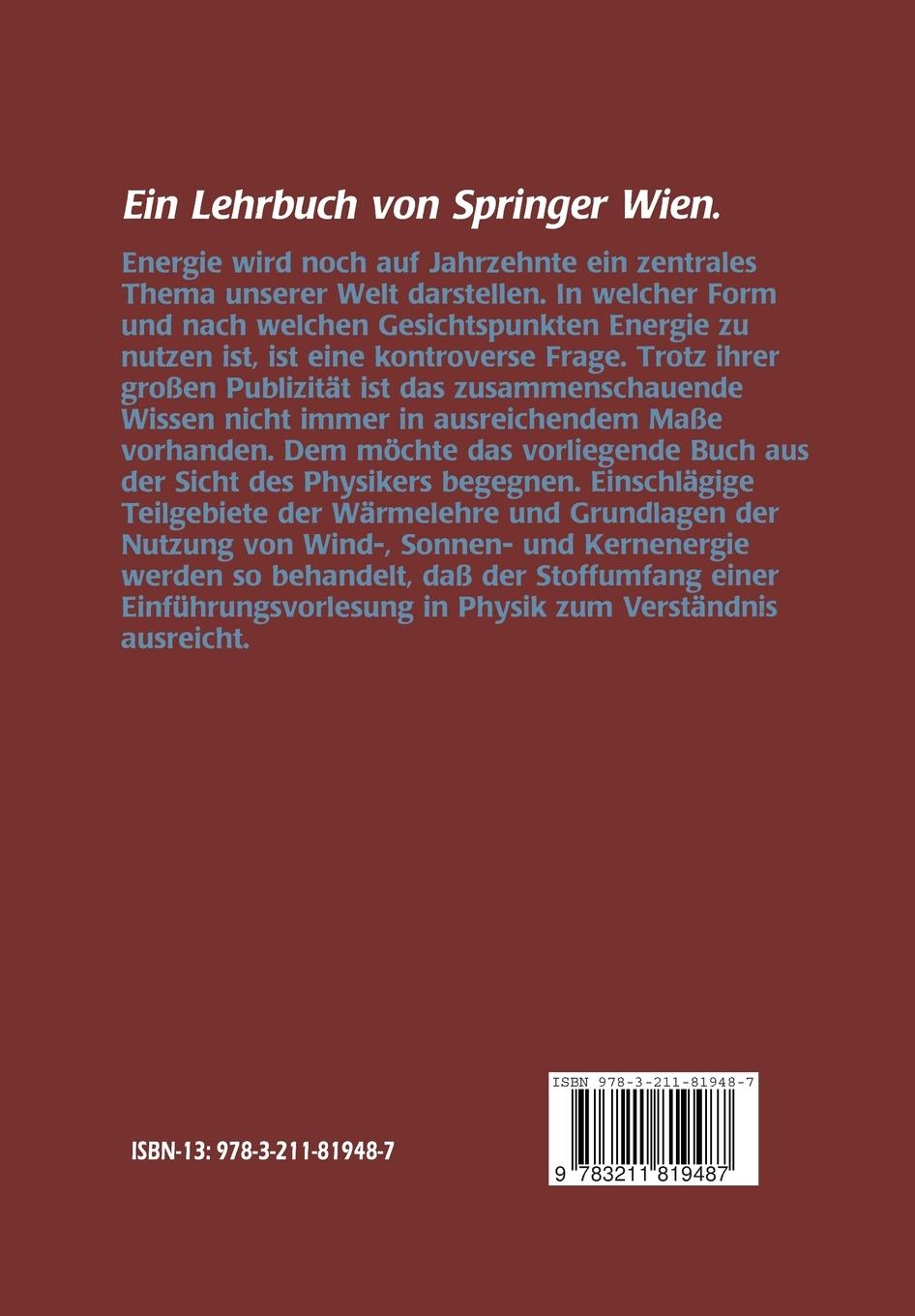 Rückseitencover Physikalische Grundlagen der Energietechnik