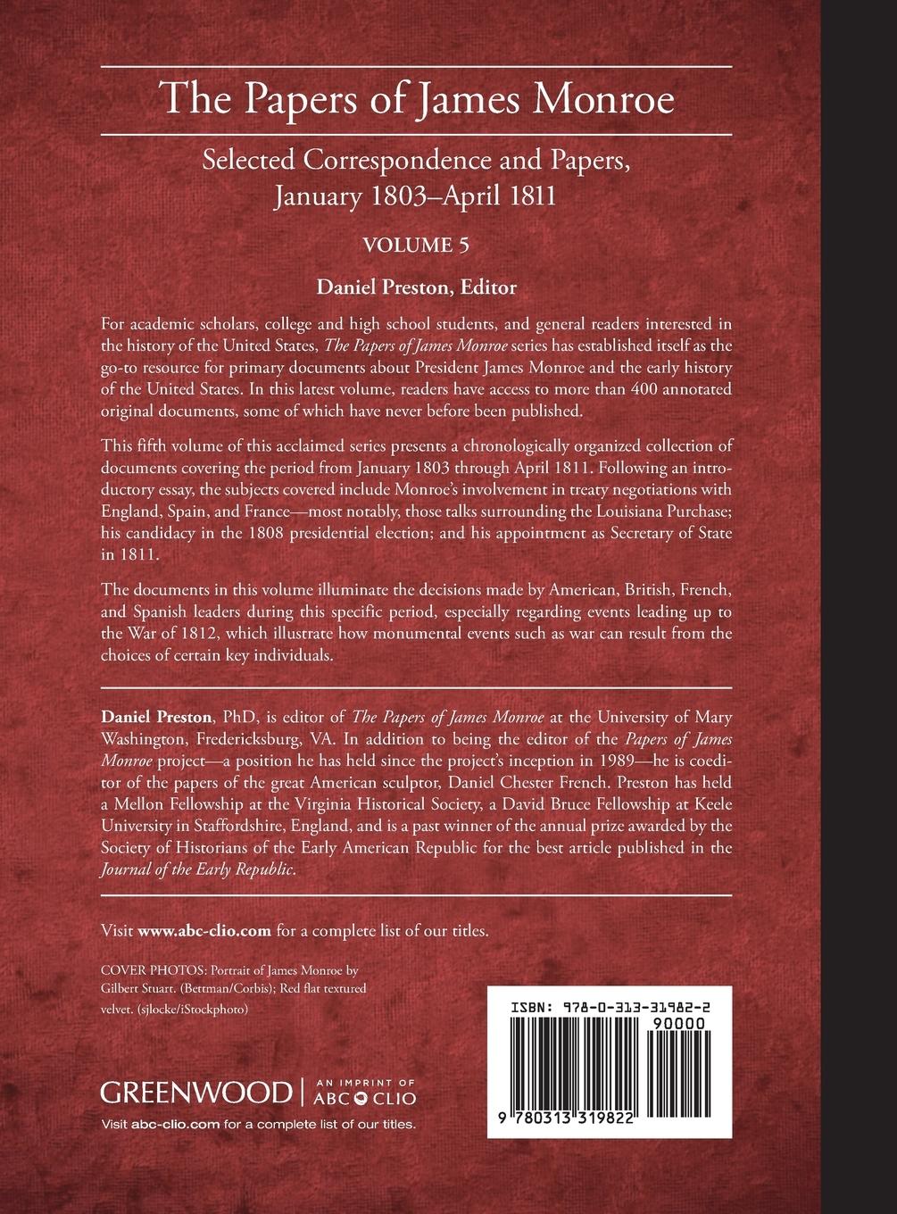 Rückseitencover The Papers of James Monroe, Volume 5