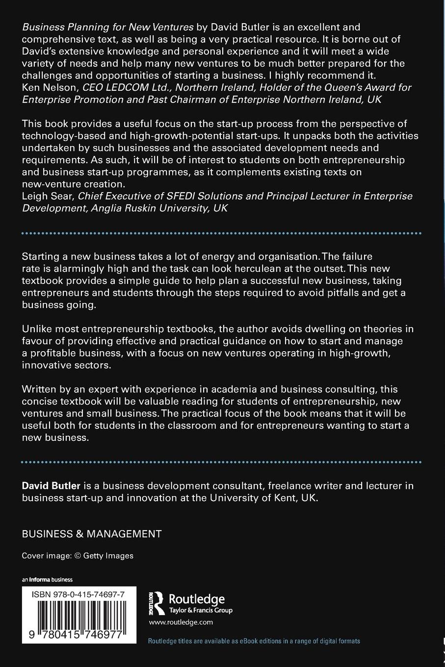 Rückseitencover Business Planning for New Ventures