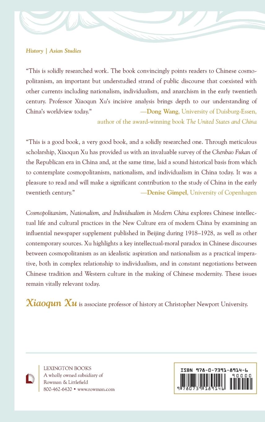 Rückseitencover Cosmopolitanism, Nationalism, and Individualism in Modern China