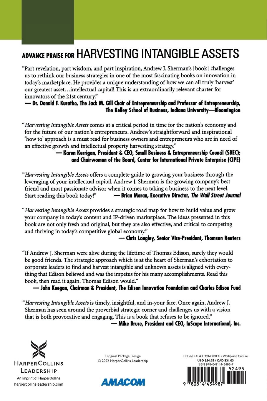Rückseitencover The Harvesting Intangible Assets