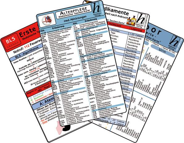 Vorderes Coverbild Altenpflege Karten-Set - med. Abkürzungen, Medikamente - Haltbarkeit nach Anbruch, Erste Hilfe, Laborwerte