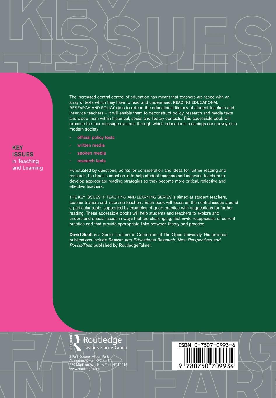 Rückseitencover Reading Educational Research and Policy