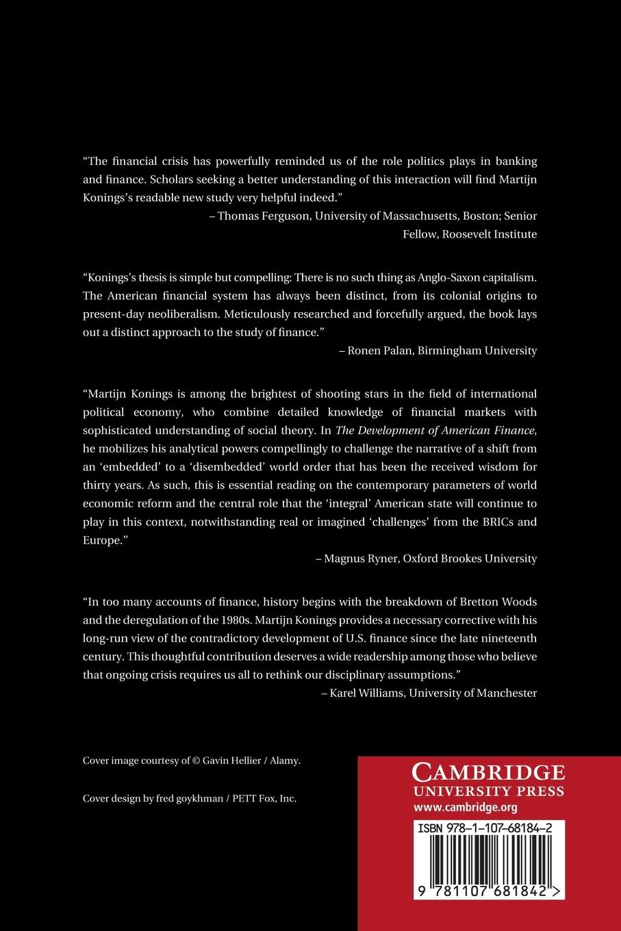 Rückseitencover The Development of American Finance