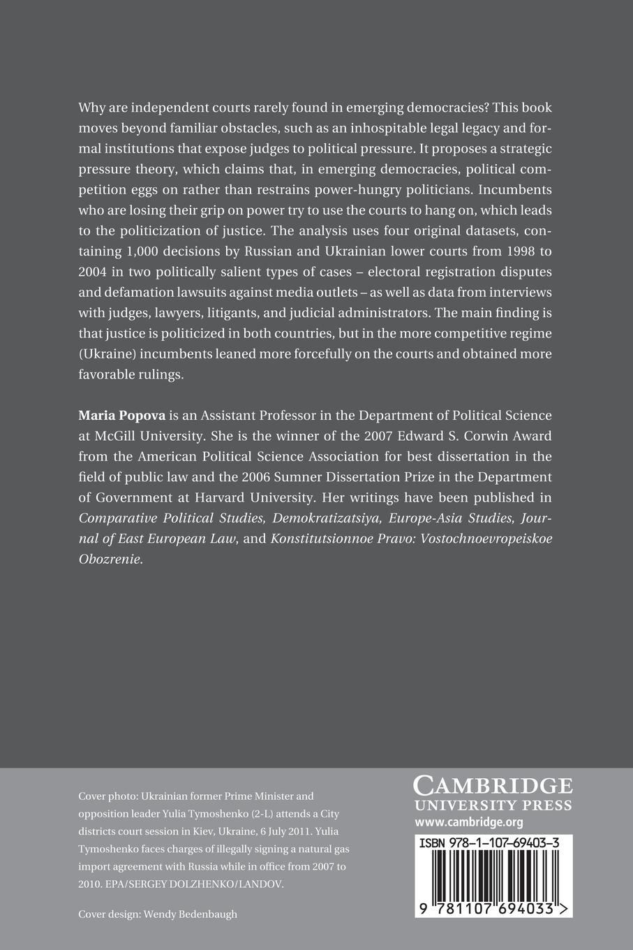 Rückseitencover Politicized Justice in Emerging Democracies