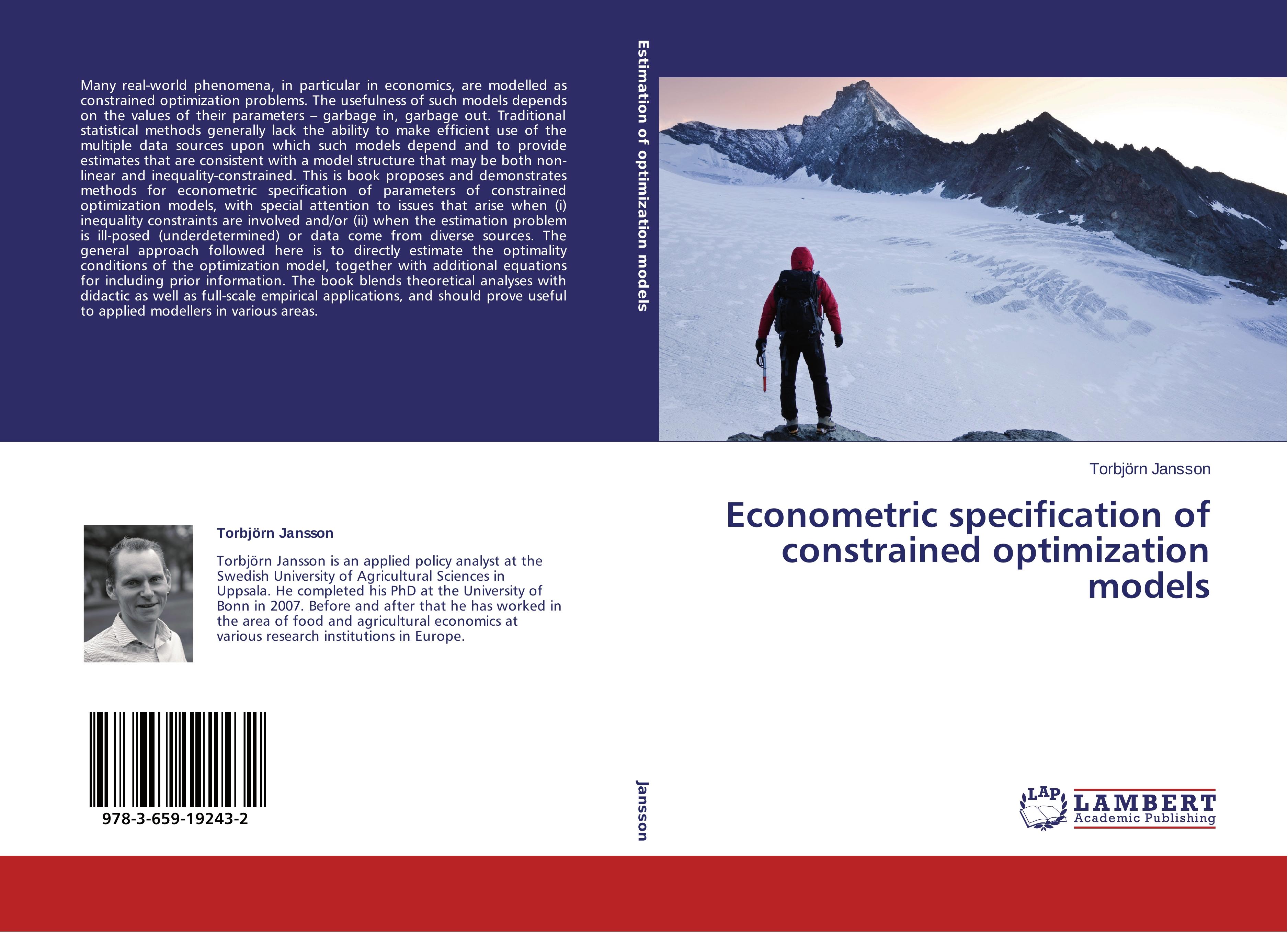 Vorderes Coverbild Econometric specification of constrained optimization models