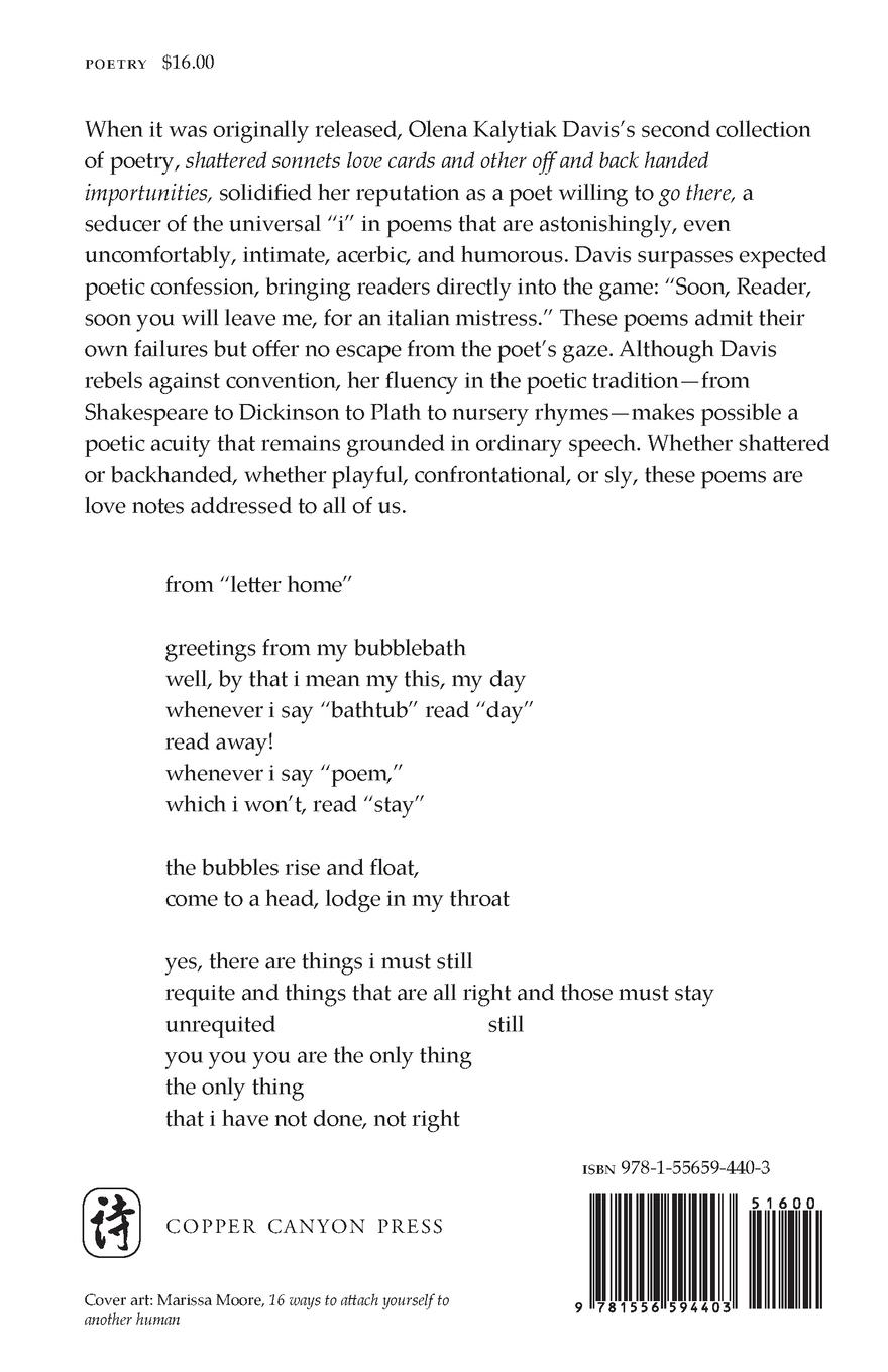 Rückseitencover Shattered Sonnets, Love Cards, and Other Off and Back Handed Importunities