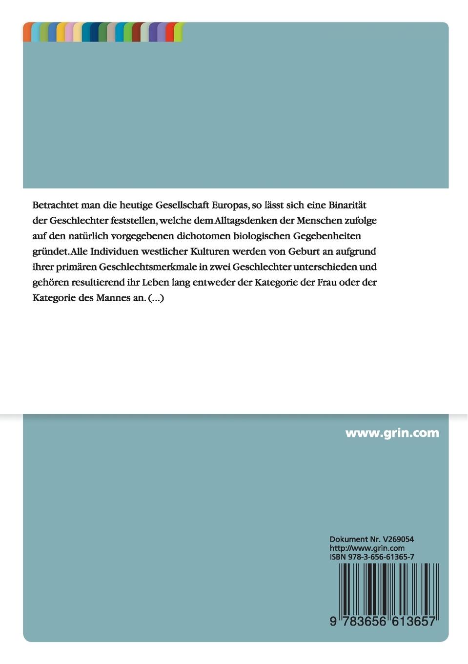 Rückseitencover Geschlecht als soziales Konstrukt der Gesellschaft.