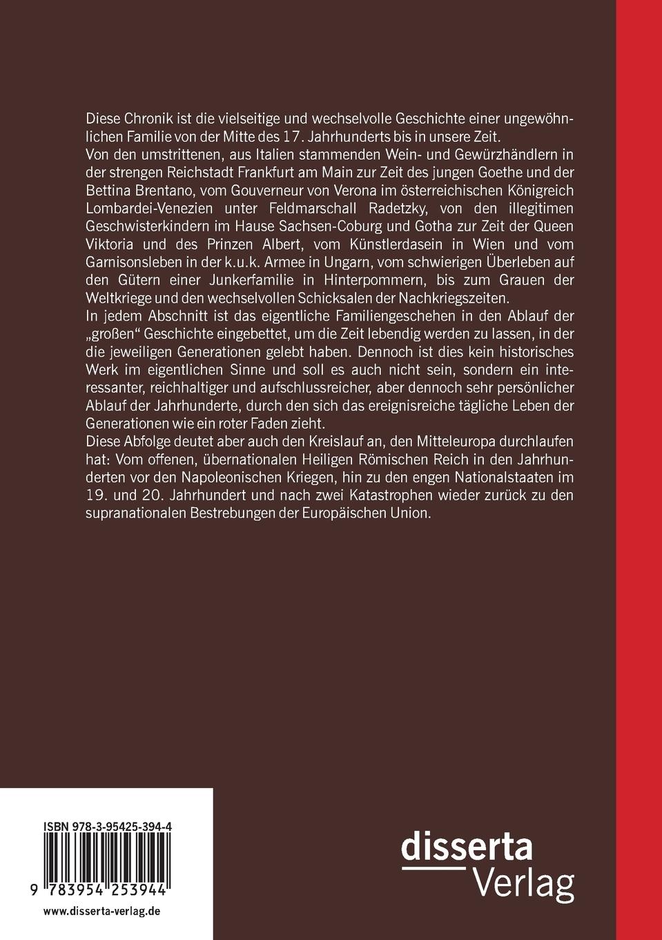 Rückseitencover Mitteleuropa 1658 - 2008: Die Chronik einer Familie