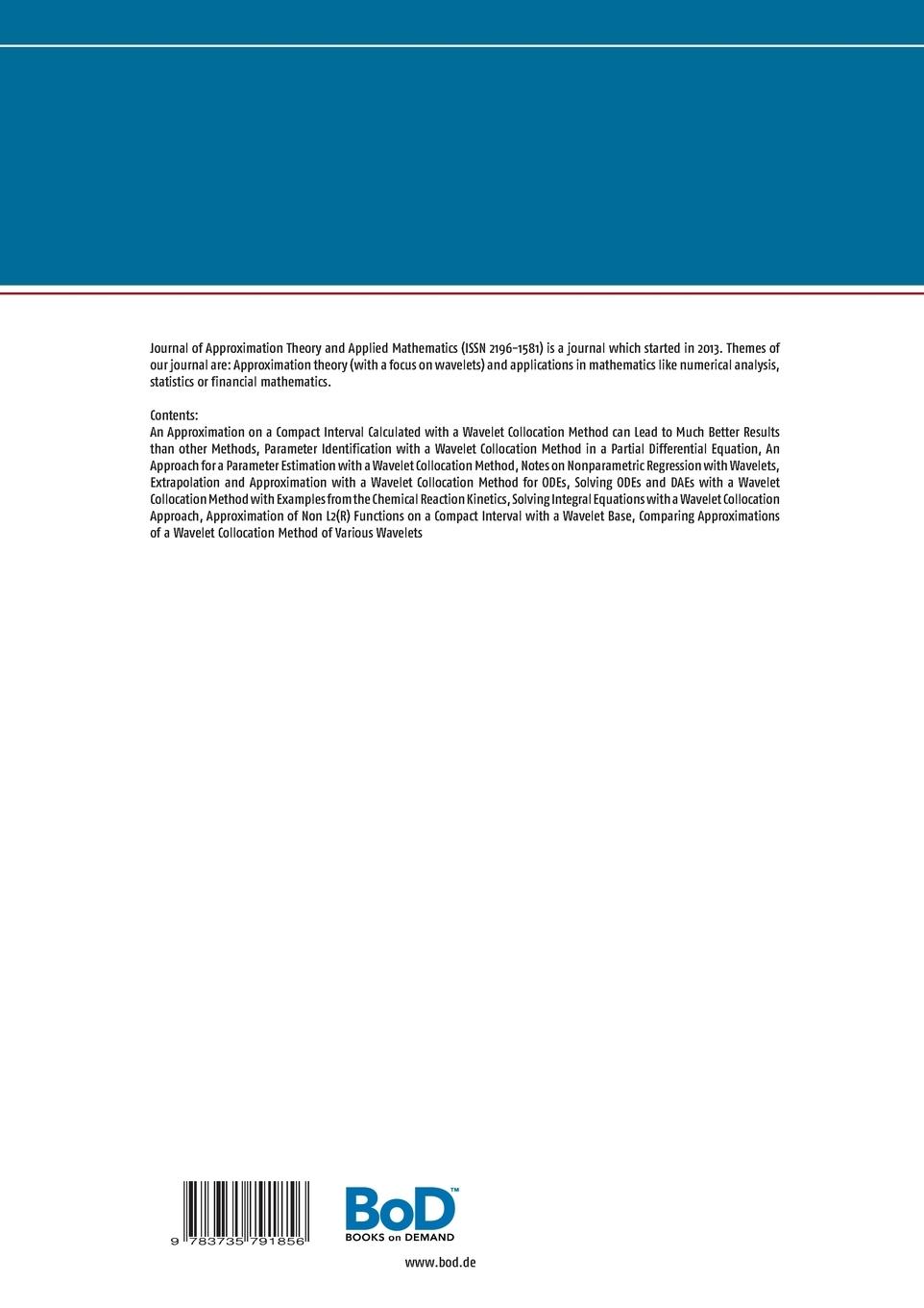 Rückseitencover Journal of Approximation Theory and Applied Mathematics - 2013 Vol. 1 and Vol. 2