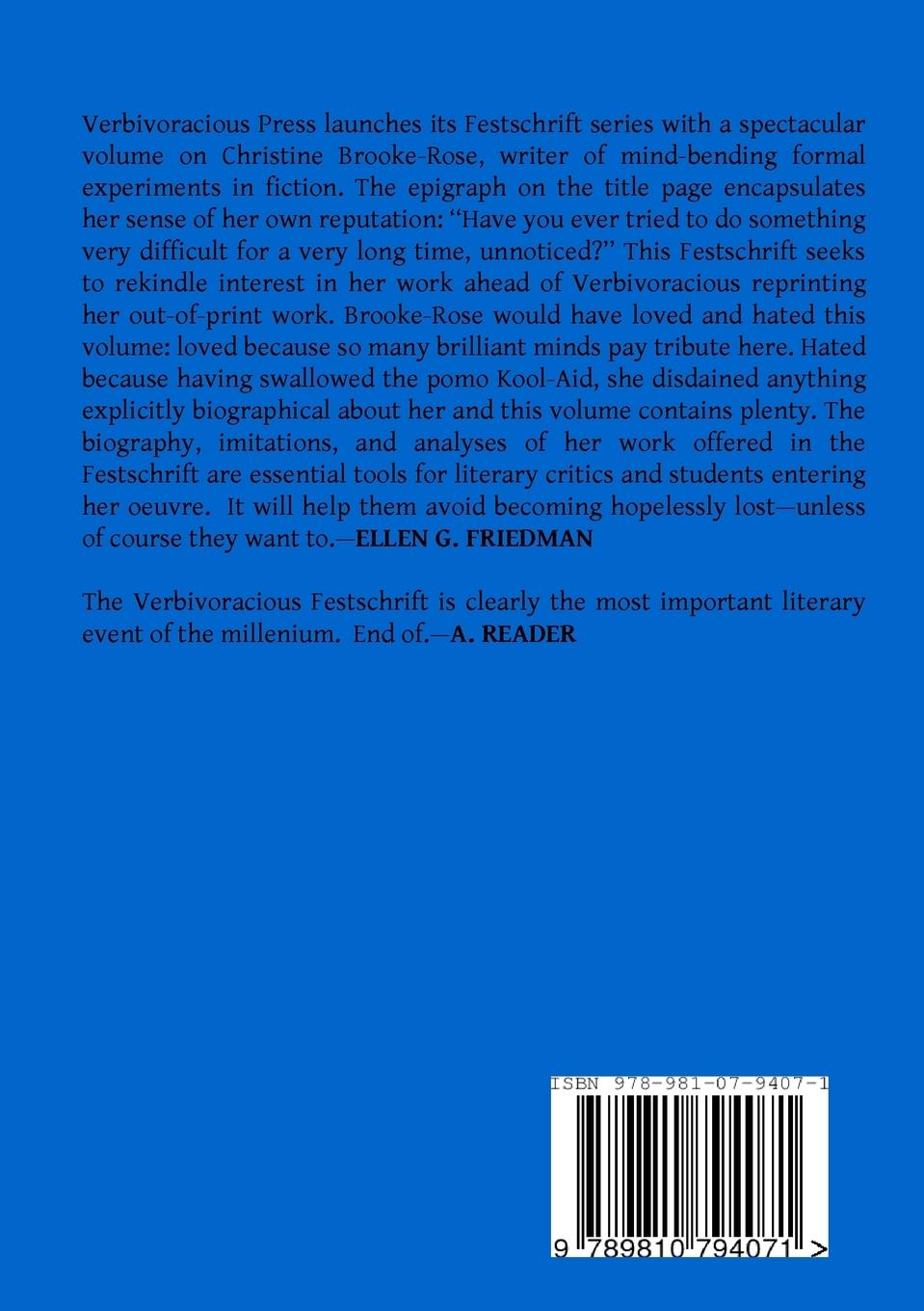 Rückseitencover Verbivoracious Festschrift Volume One