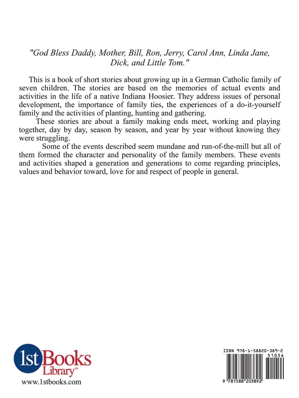 Rückseitencover God Bless Daddy, Mother, Bill, Ron, Jerry, Carol Ann, Linda Jane, Dick and Little Tom