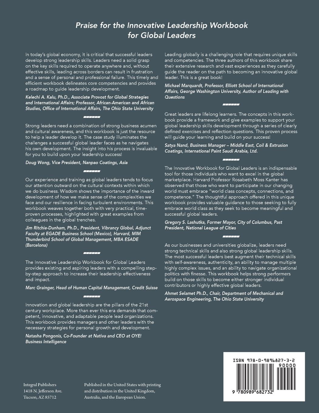 Rückseitencover Innovative Leadership Workbook for Global Leaders