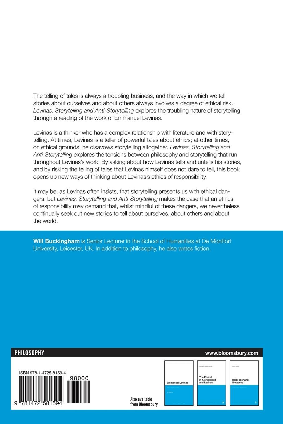 Rückseitencover Levinas, Storytelling and Anti-Storytelling