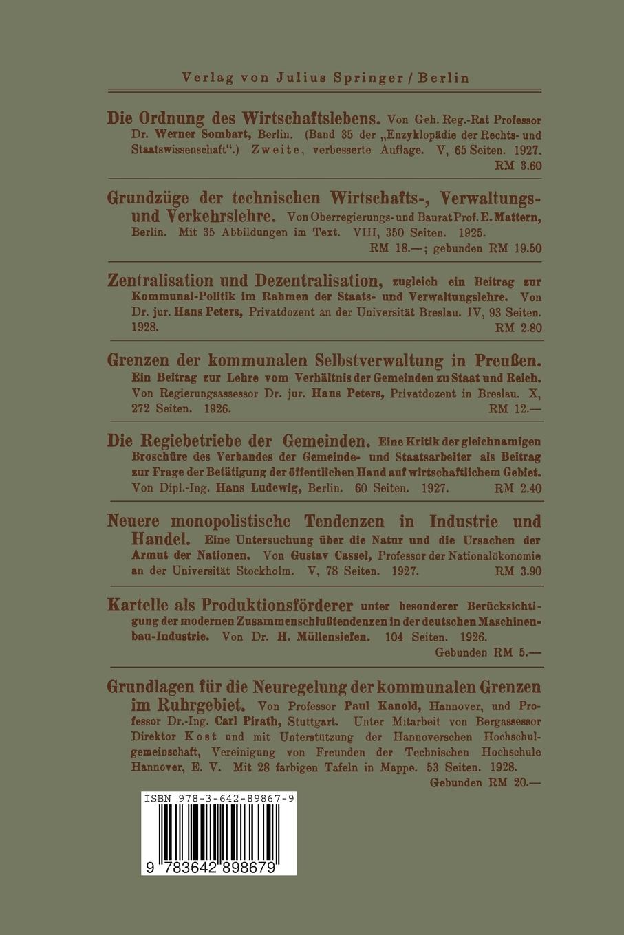 Rückseitencover Die öffentlichen Gelder im Deutschen Reich