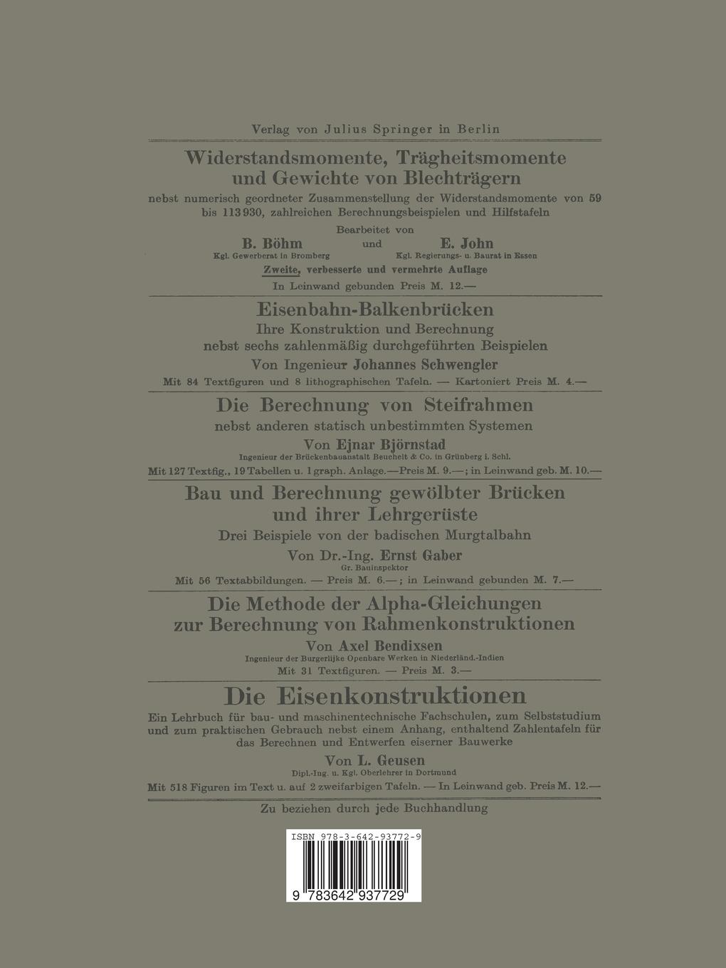 Rückseitencover Berichte des Ausschusses für Versuche im Eisenbau