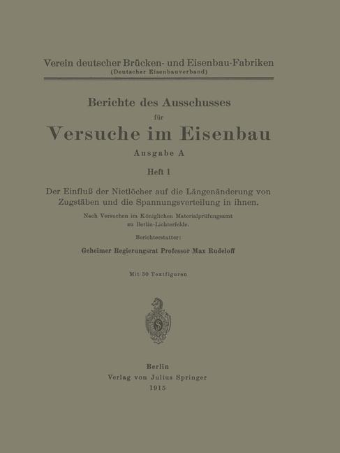 Vorderes Coverbild Berichte des Ausschusses für Versuche im Eisenbau
