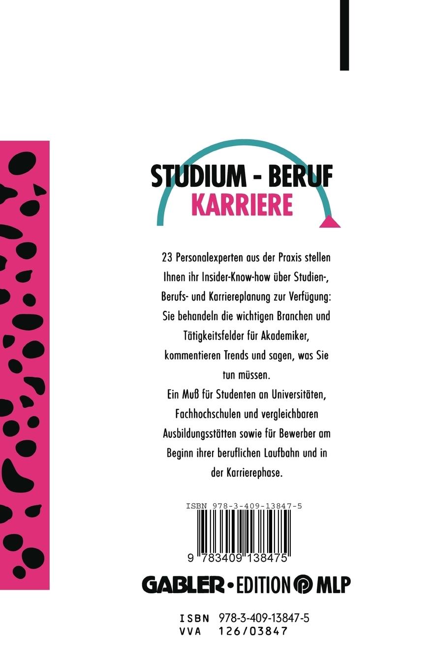 Rückseitencover Studium - Beruf - Karriere