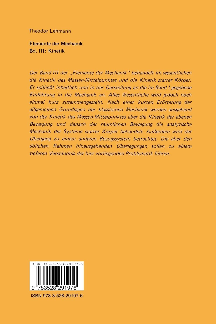 Rückseitencover Elemente der Mechanik III: Kinetik