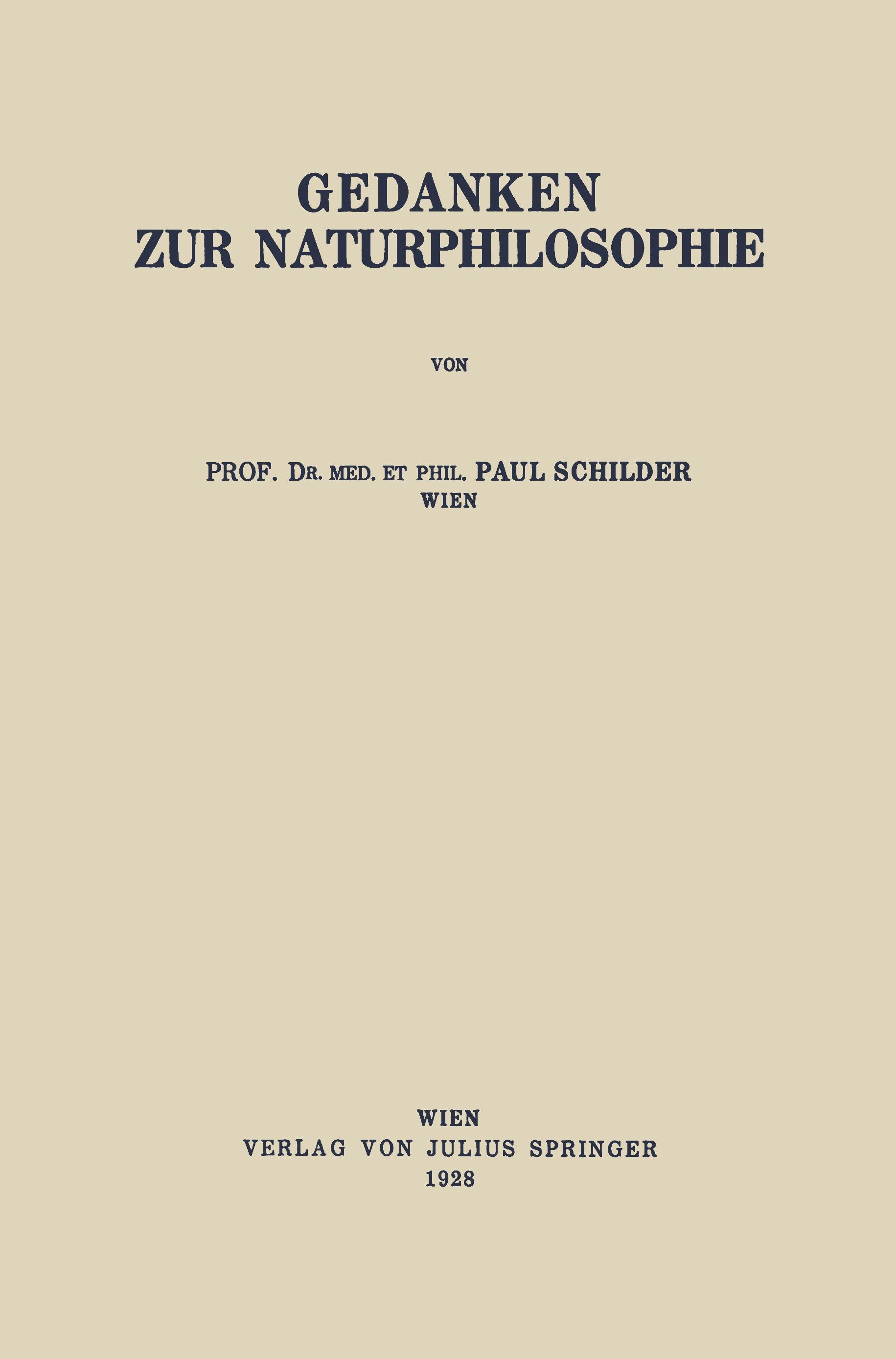 Vorderes Coverbild Gedanken zur Naturphilosophie