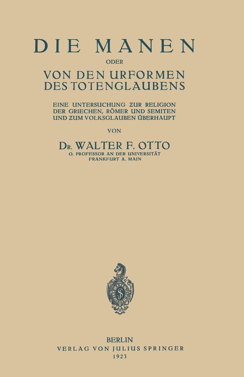 Vorderes Coverbild Die Manen Oder von den Urformen des Totenglaubens