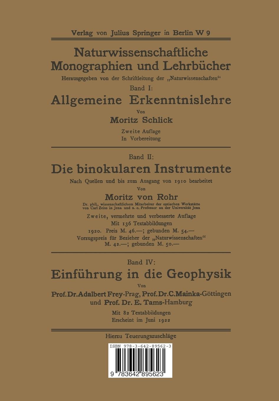 Rückseitencover Die Relativitätstheorie Einsteins und Ihre Physikalischen Grundlagen