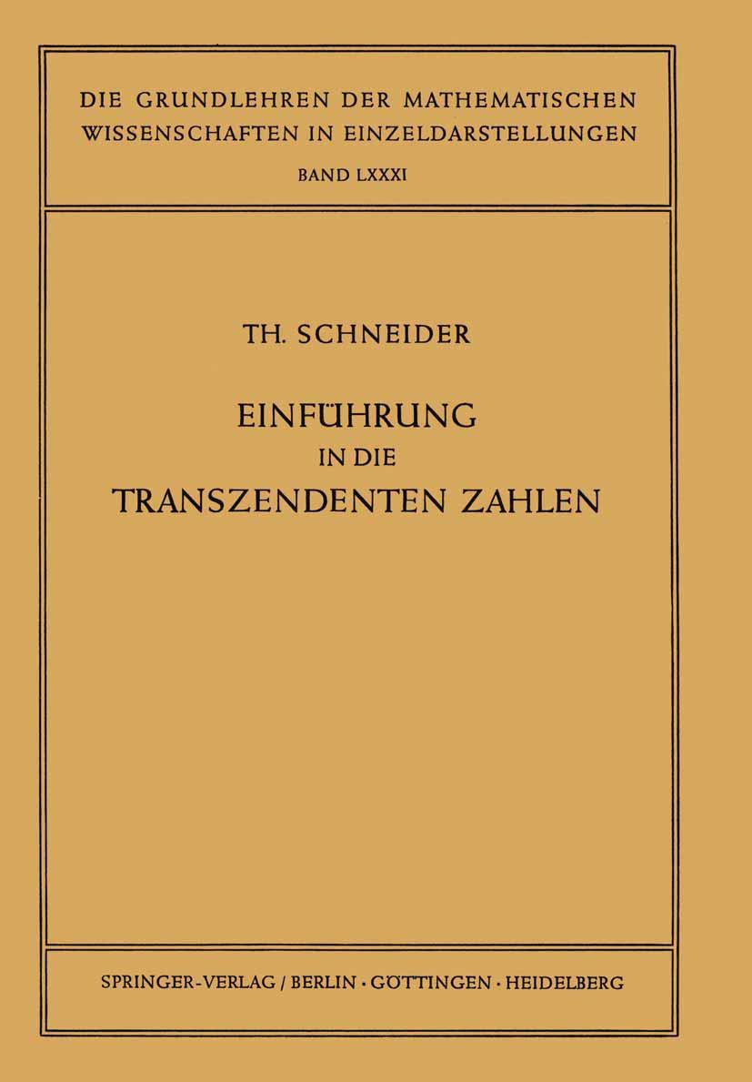 Vorderes Coverbild Einführung in die Transzendenten Zahlen