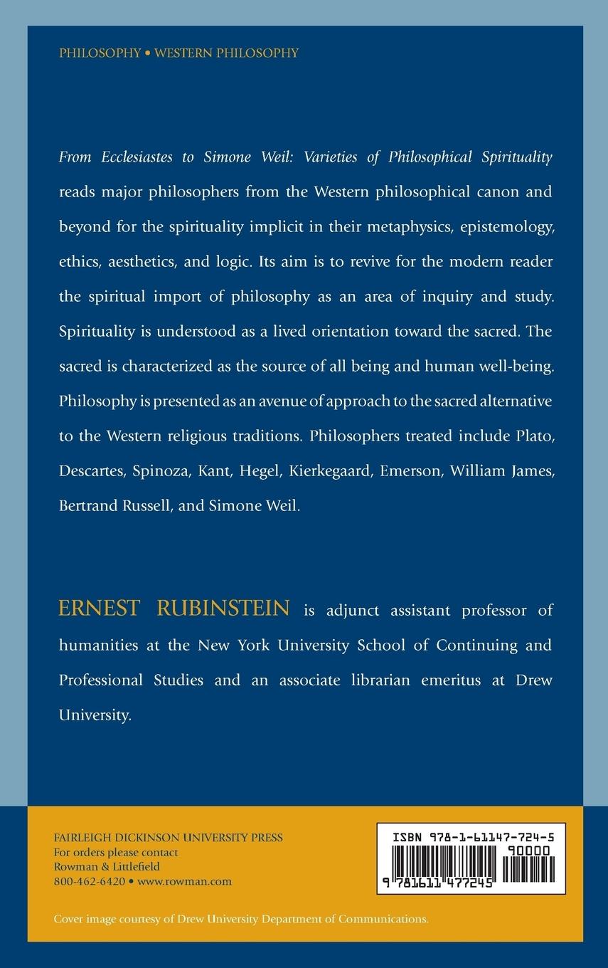 Rückseitencover From Ecclesiastes to Simone Weil