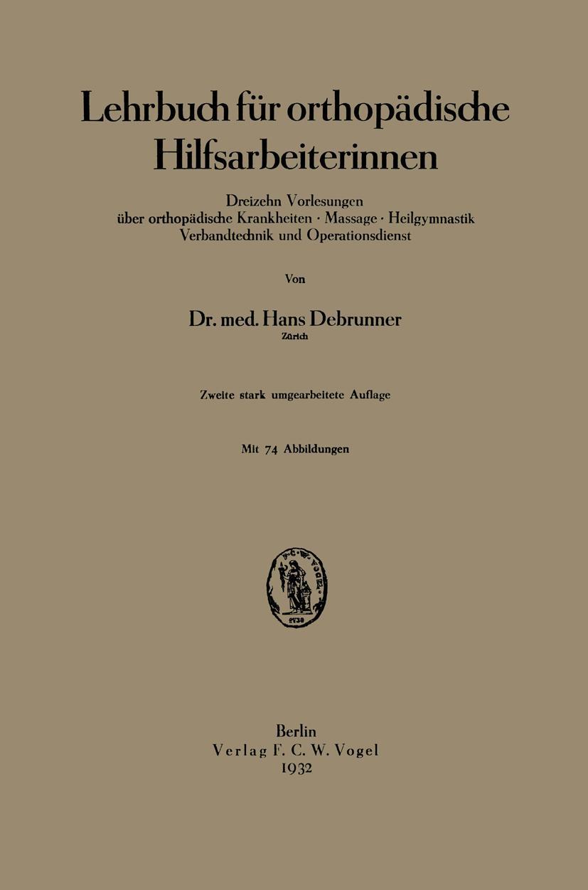 Vorderes Coverbild Lehrbuch für orthopädische Hilfsarbeiterinnen